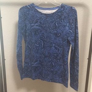 NWT XS Blue Paisley Talbots Tee